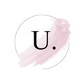 Pink V Brush Stroke Letter Logo Design. Pink Paint Logo Leters Icon with Elegant Circle Vector Design.